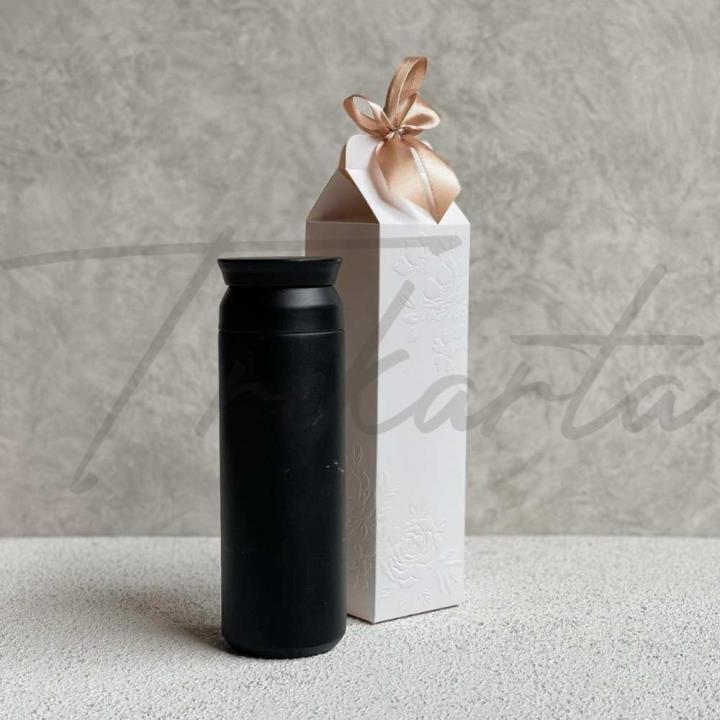 Termos Travel 450ml Laser Grafir Packing Paperbox Termos Embos Putih