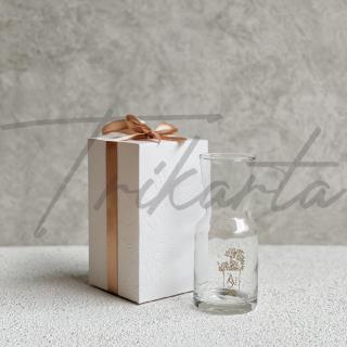 Gelas Kaca Reverie Cetak 1 Warna Packing Paperbox Mug Embos Putih