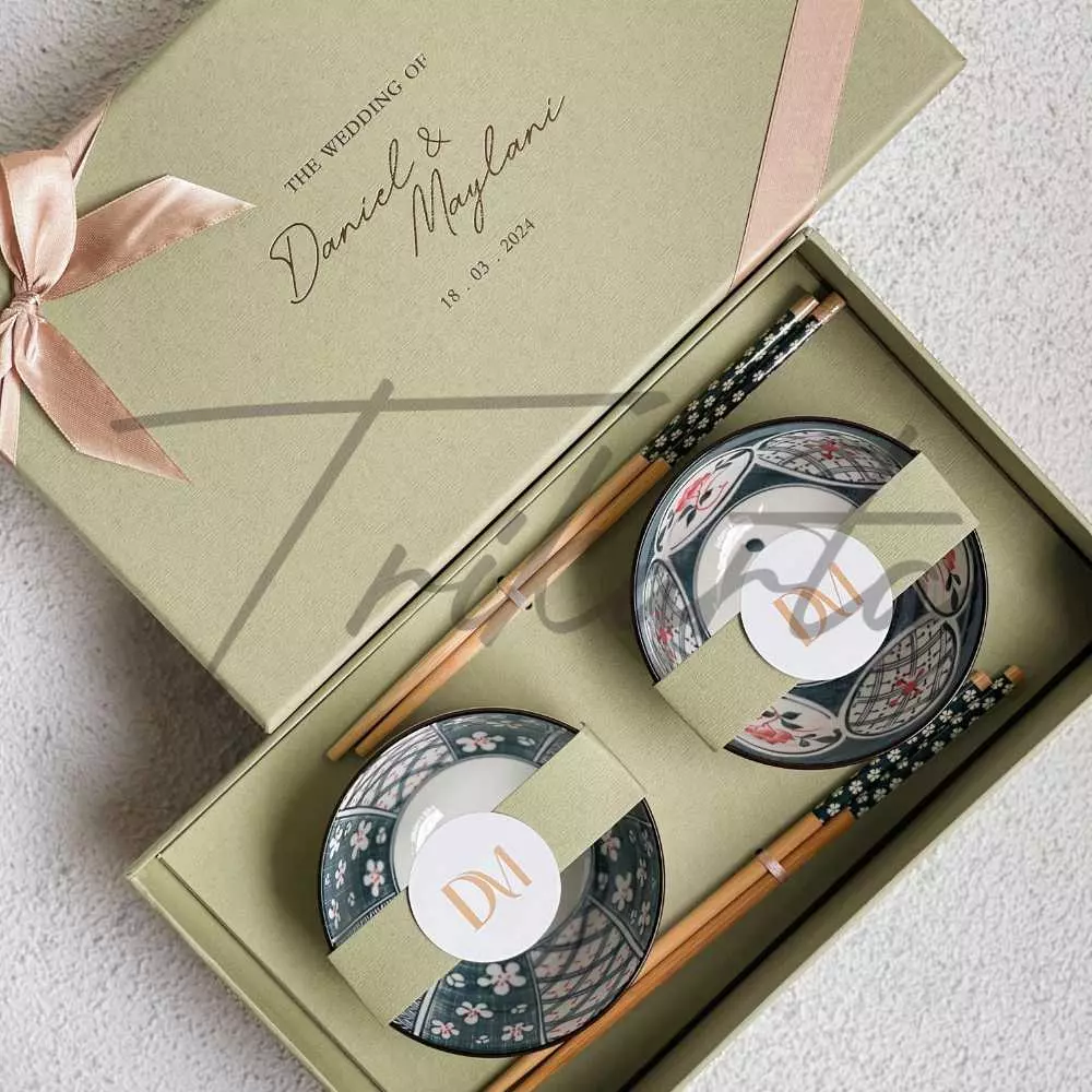 Mangkok Motif - Sumpit Set 2 Kemasan Hardbox