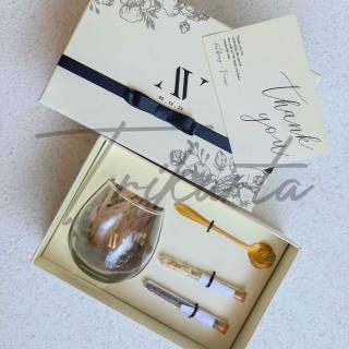 Gelas Kaca Cembung - Sendok - 2 Teh Set