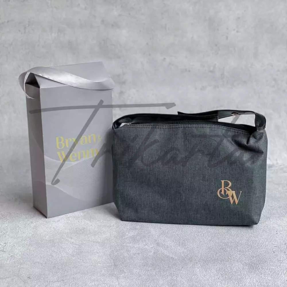 Pouch PVC Denim Tali Kancing Atas