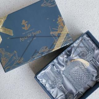 Crystal Diamond - 2 Gelas Crystal Packing Hardbox Custom Foil Gold