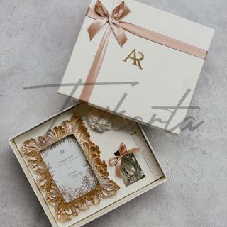 Frame Kaca List Daun - Aroma Therapy Crystal - Bunga Kering