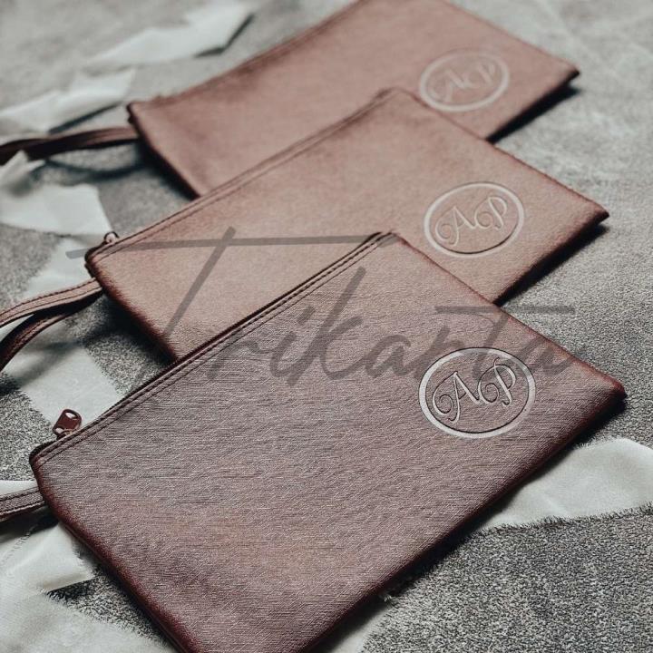 Pouch Dompet Prada Glitter Resleting Depan - Pegangan Besi