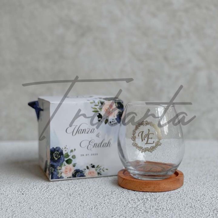 Gelas Kaca Cembung - Coaster Packing Paperbox Custom