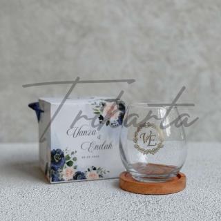 Gelas Kaca Cembung - Coaster Packing Paperbox Custom