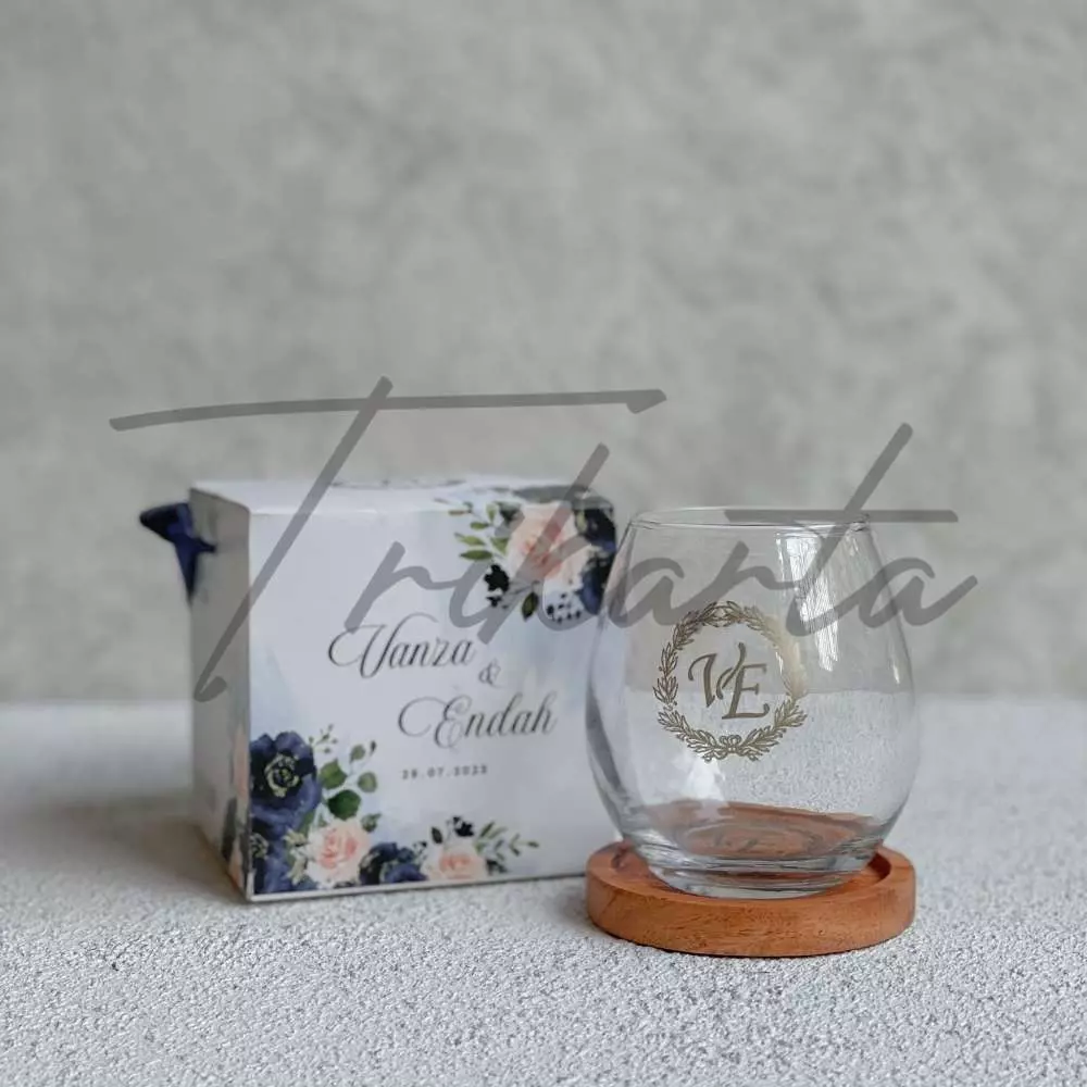 Gelas Kaca Cembung - Coaster Packing Paperbox Custom
