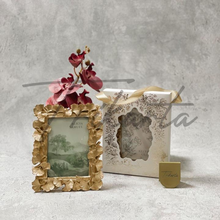 Frame Kaca Standing Kayu Ginkgo Leaf