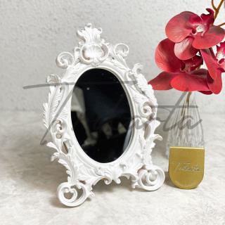 Frame Cermin Putih Oval