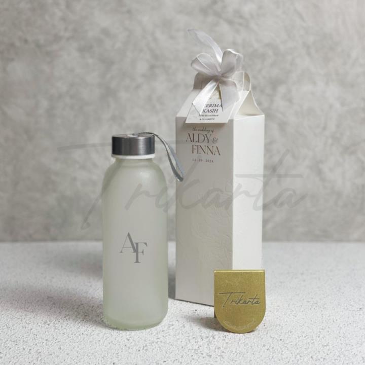 Botol Kaca Doff Paperbox Embos Putih