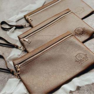 Pouch Dompet Prada Glitter Resleting Depan
