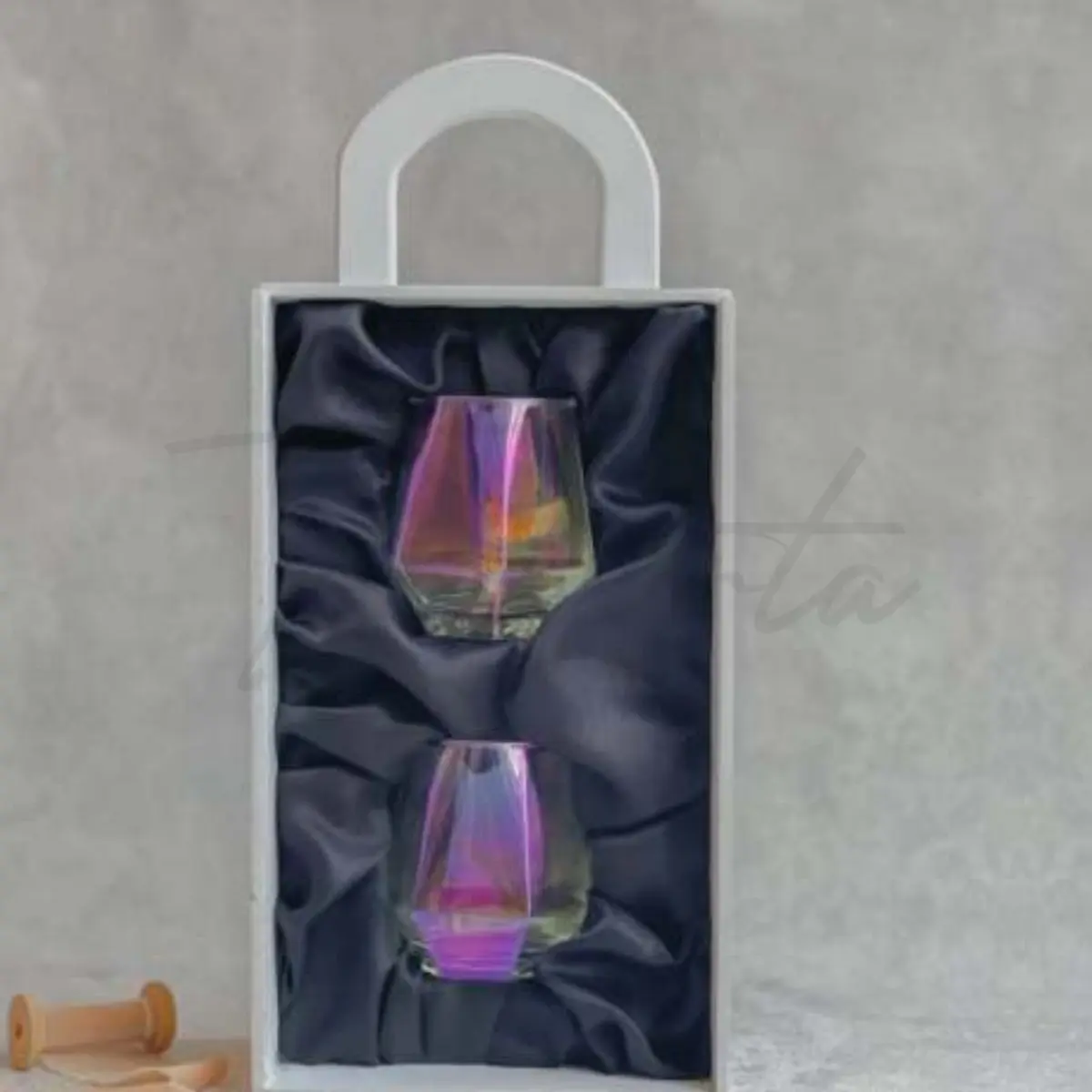 Gelas Kaca Rainbow Packing Badan Kayu